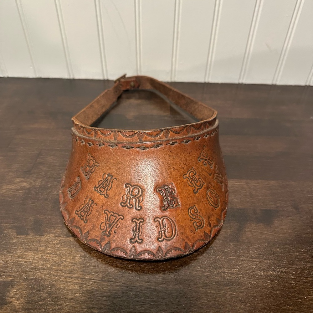 Vintage Harley Davidson leather visor. Distressed. Adjustable. Biker.Motorcycle